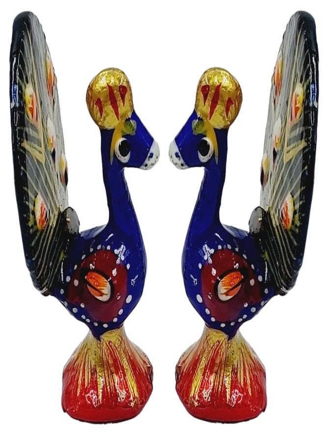 Snabs Beautiful Miniature Peacock Showpiece for Mandir Pooja Room Laddo Gopal/Kanha ji ke Khilone Idol, Statue, Decorative Item, Set of 2 - Image 2